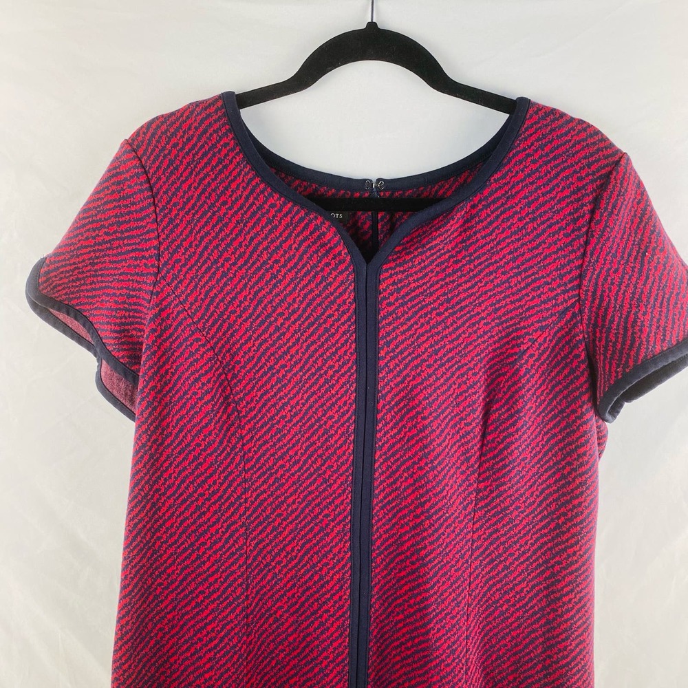 Talbots Red and Blue Striped Short Sleeved Sheath Dress Knee-Length Size 16 - Picture 2 of 10